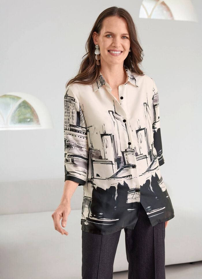 Bluse mit Hemdkragen 