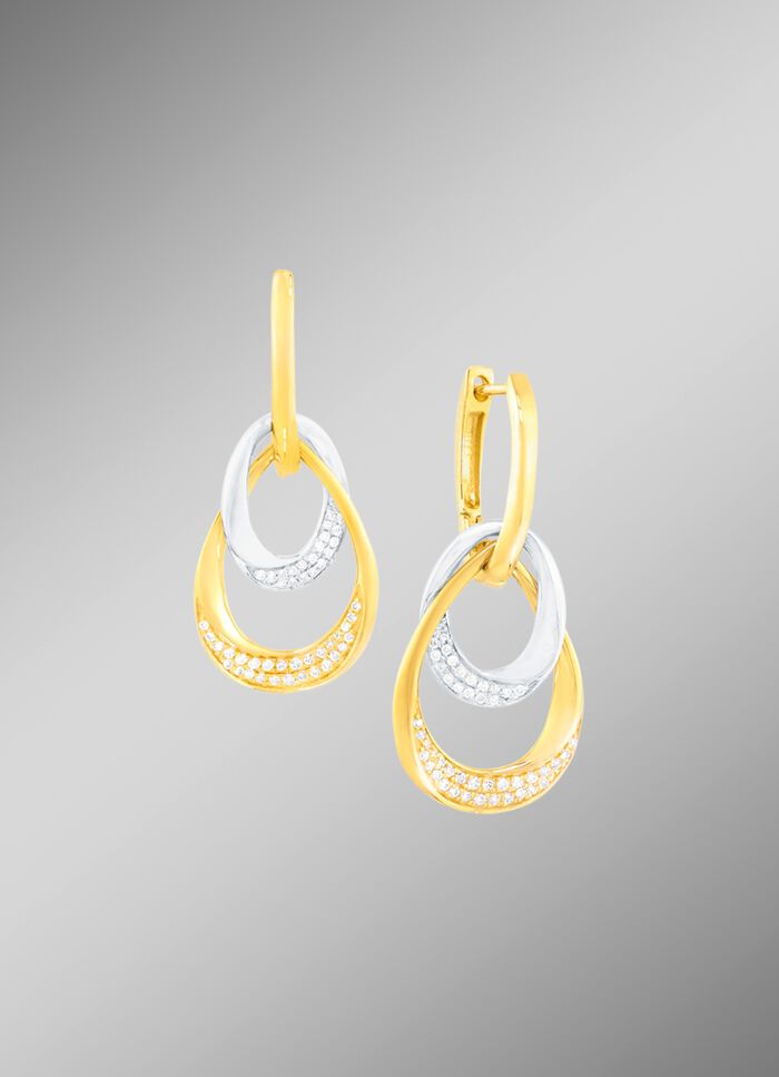 Eleganter Bicolor-Ohrring mit 98 Brillanten 