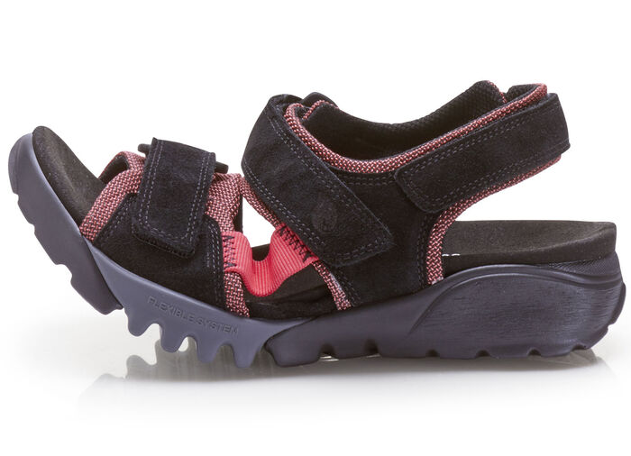 Waldl&auml;ufer Sandale mit superflexibler Laufsohle SCHWARZ-ROT