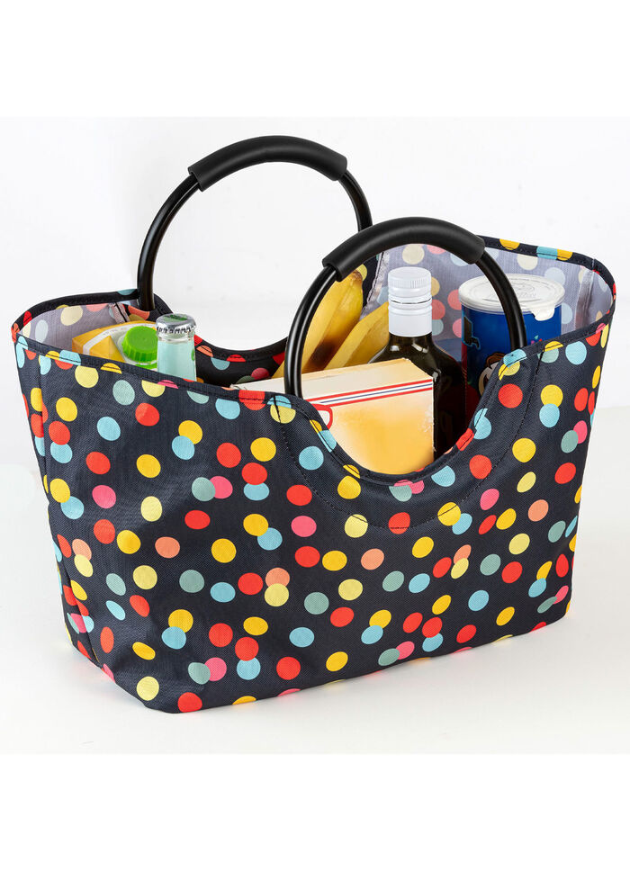 Einkaufskorb mit farbenfrohem Einkaufsmuster 