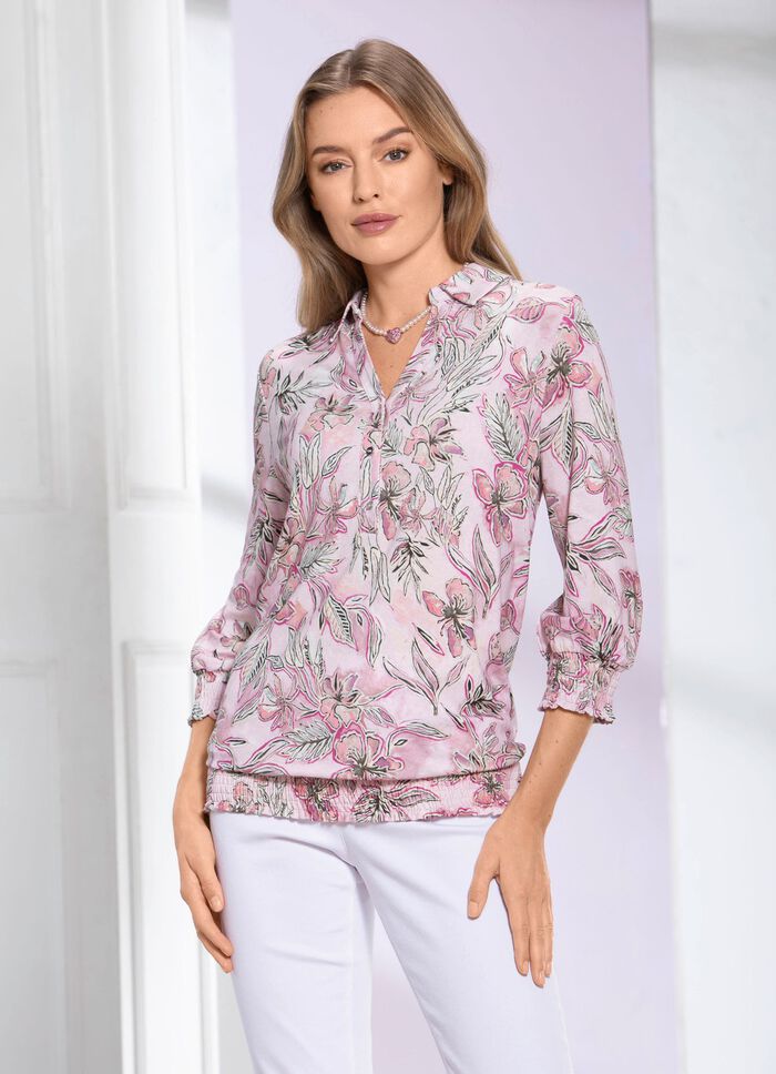 Shirt-Tunika mit aparter Kragenl&ouml;sung 