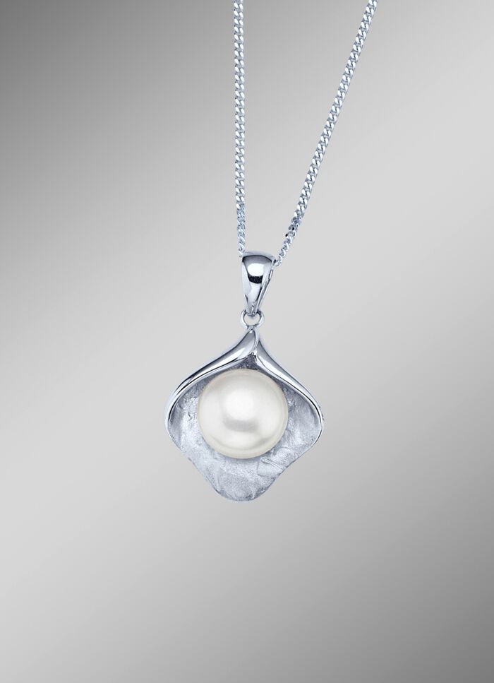 S&uuml;&szlig;wasser-Zuchtperlen Anh&auml;nger mit Panzerkette 