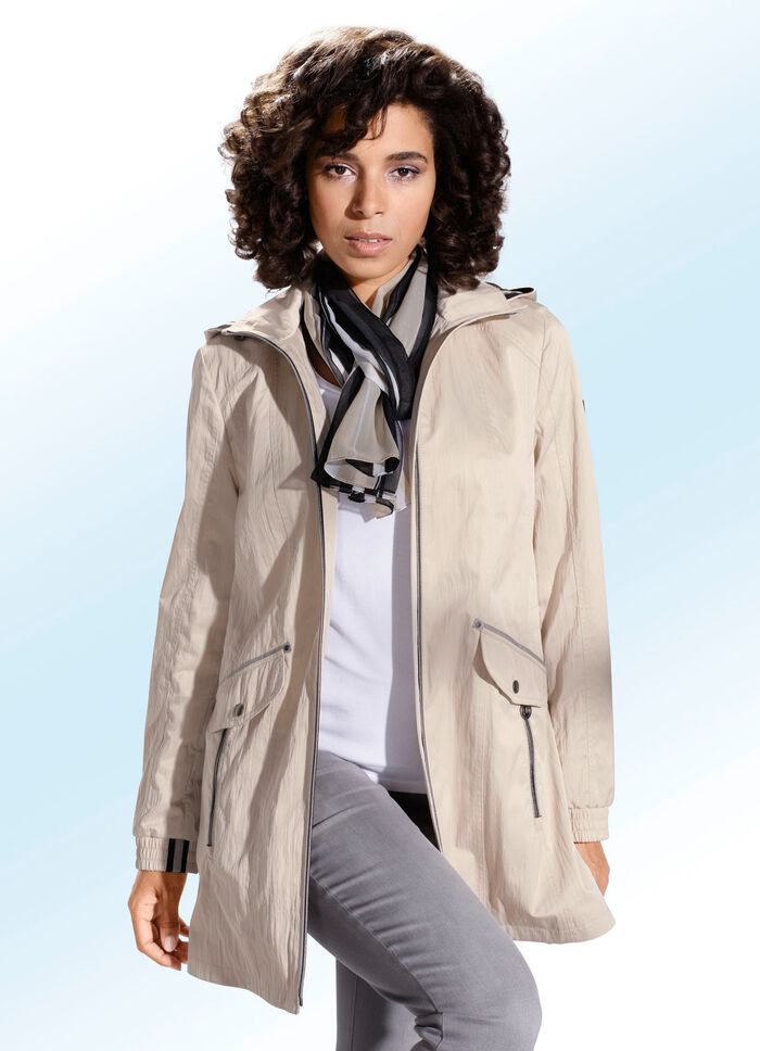 Longjacke in 2 Farben mit dekorativen Ripsband-Akzenten NATUR