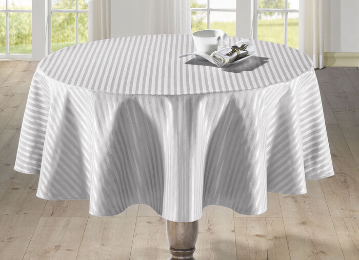 Feine Tisch- und Raumdekoration mit gl&auml;nzendem Streifendessin CREME