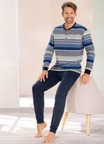 Schlafanzug mit Knopfleiste und B&uuml;ndchenabschl&uuml;ssen 