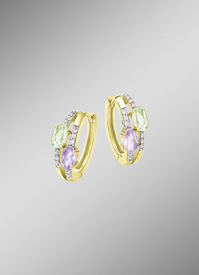 Attraktiver Blickfang: Klappcreolen mit synth. Zirkonia und Glassteinen 