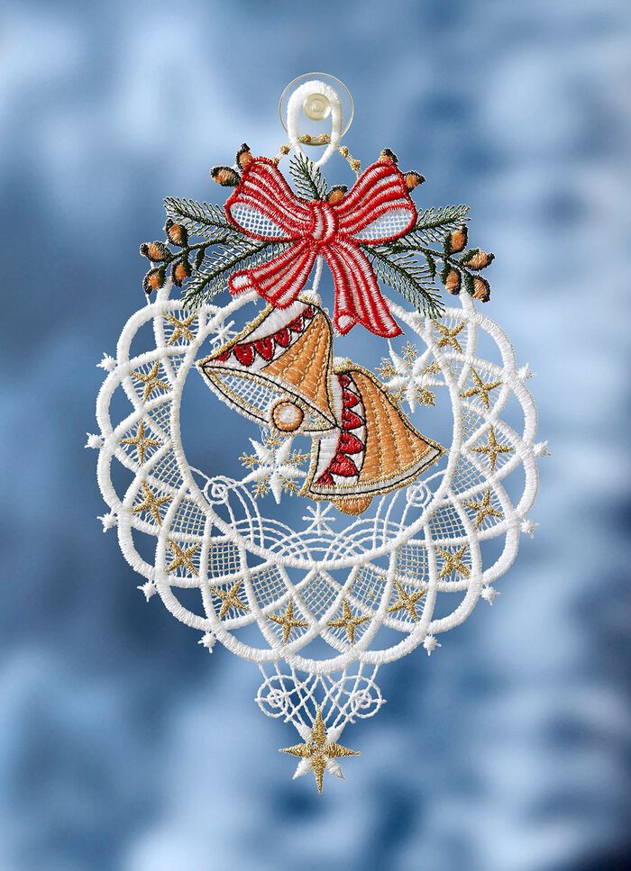 Fensterbilder aus Plauener Spitze BUNT