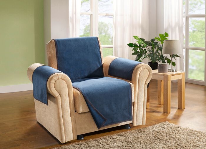 Sesselschoner, TV-Sesselschoner, Couchschoner, Armlehnenschoner und Kissenbez&uuml;ge in Cordoptik PETROL