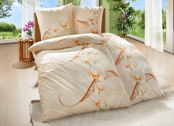 Renforcé-Bettwäsche-Garnitur aus dem Hause Dobnig COGNAC