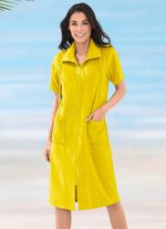 Frottier-Kleid mit durchgehendem Reißverschluss GELB