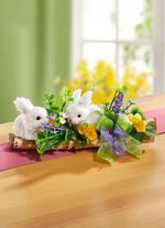 Tischgesteck mit H&auml;schen aus Kunstfell 