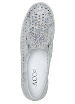 ELENA EDEN, sommerliche Damen-Slipper, Weite G, mit herausnehmbarem Fußbett SILBERGRAU