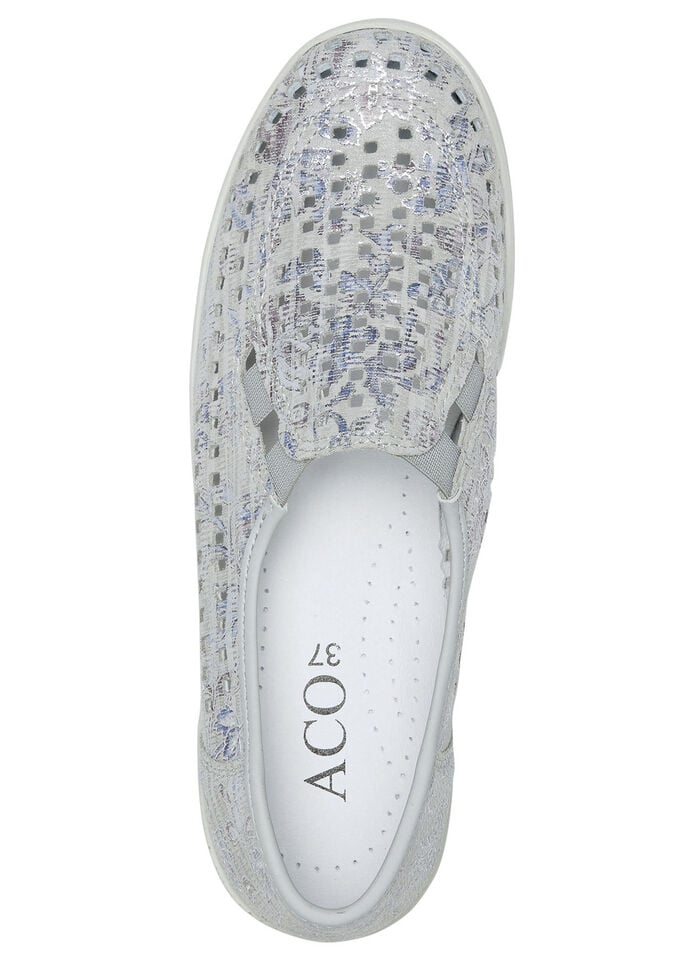 ELENA EDEN, sommerliche Damen-Slipper, Weite G, mit herausnehmbarem Fußbett SILBERGRAU