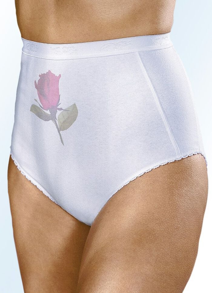 Fünferpack Slips mit Rosendruck 