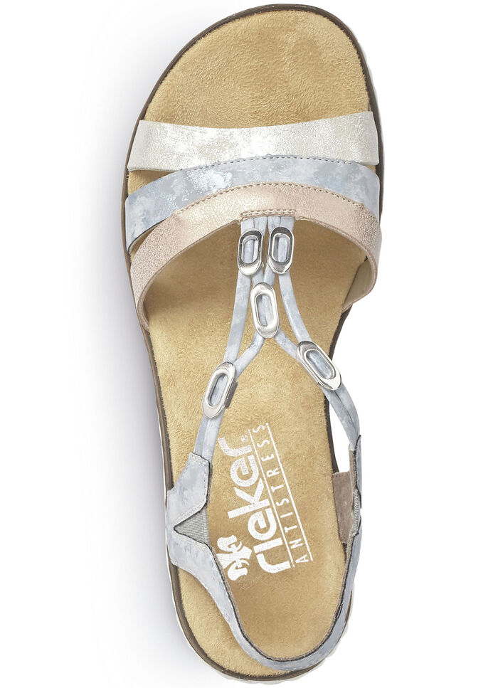 Rieker, modische Damen-Sandalen, mit Gummizug BLEU-SILBER