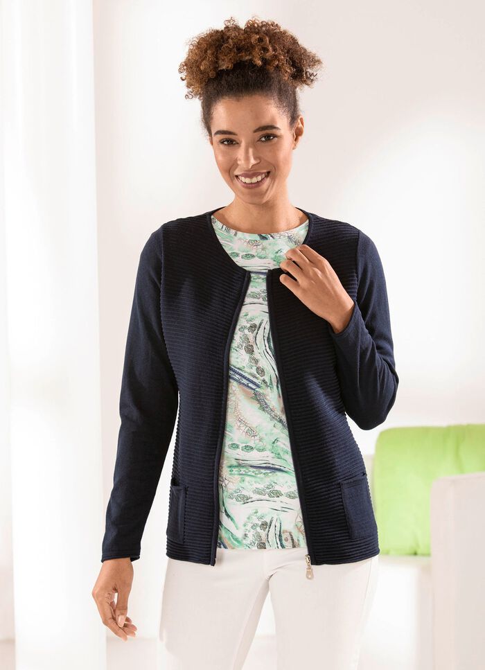 Strickjacke mit Rei&szlig;verschluss MARINE
