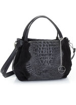 Laurina Tasche mit raffinierter Reptilpr&auml;gung SCHWARZ