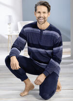 Frottier-Schlafanzug mit Knopfleiste 