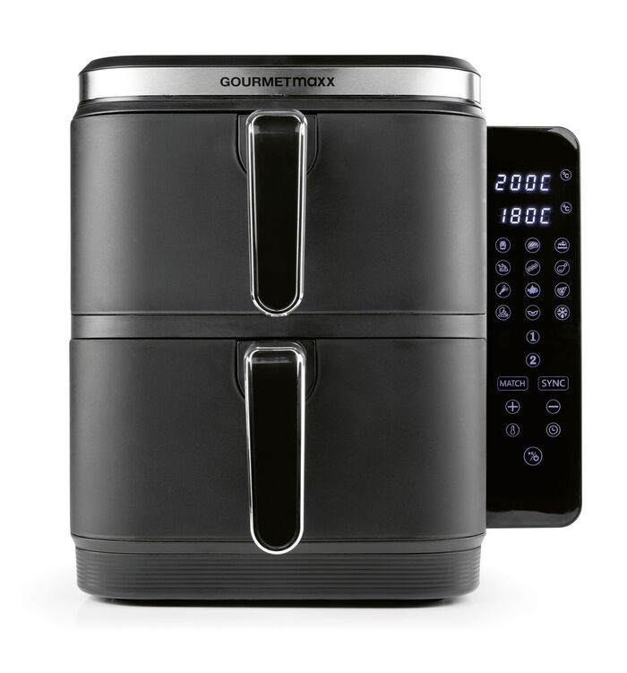 Digitale Doppelkammer-Heißluftfritteuse „FryUP“ GRAU