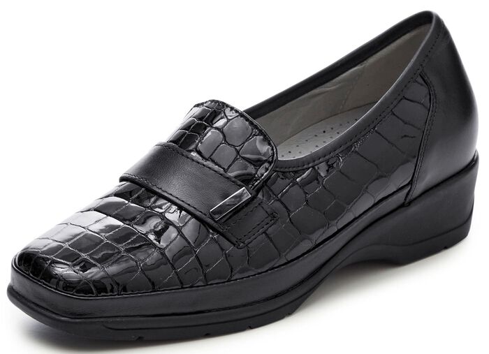 Waldl&auml;ufer Slipper aus krokogepr&auml;gtem Leder 