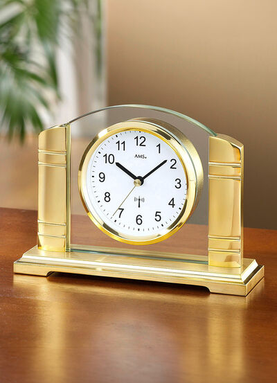 Tischuhr mit Mineralglas-Rückwand 