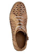 Gemini Bootie mit Knitter-Struktur CAMEL