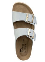 ELENA EDEN, bequeme Damen-Pantoletten, Weite H, mit Klettspange HELLBLAU