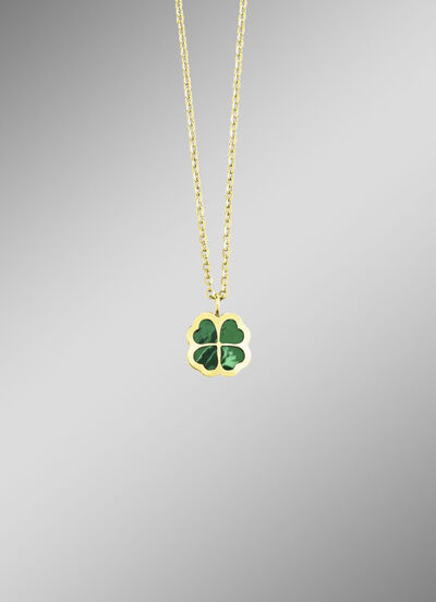 Glücksbringer – Kleeblatt-Anhänger mit echtem Malachit 