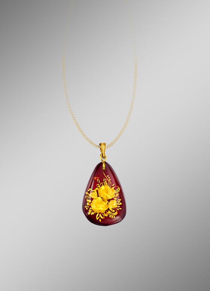 Anhänger mit handgravierten Rosen 