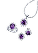 Schmuck-Set, 4-teilig mit Wei&szlig;goldauflage AMETHYSTLILA