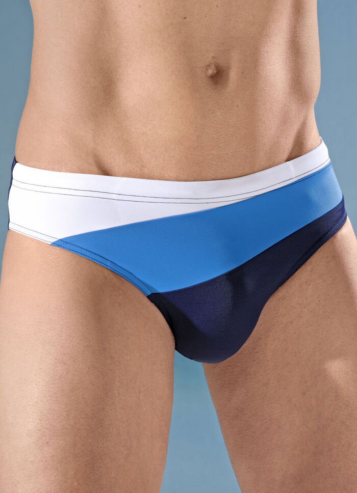 Badehose in Slipform mit bunten Eins&auml;tzen 