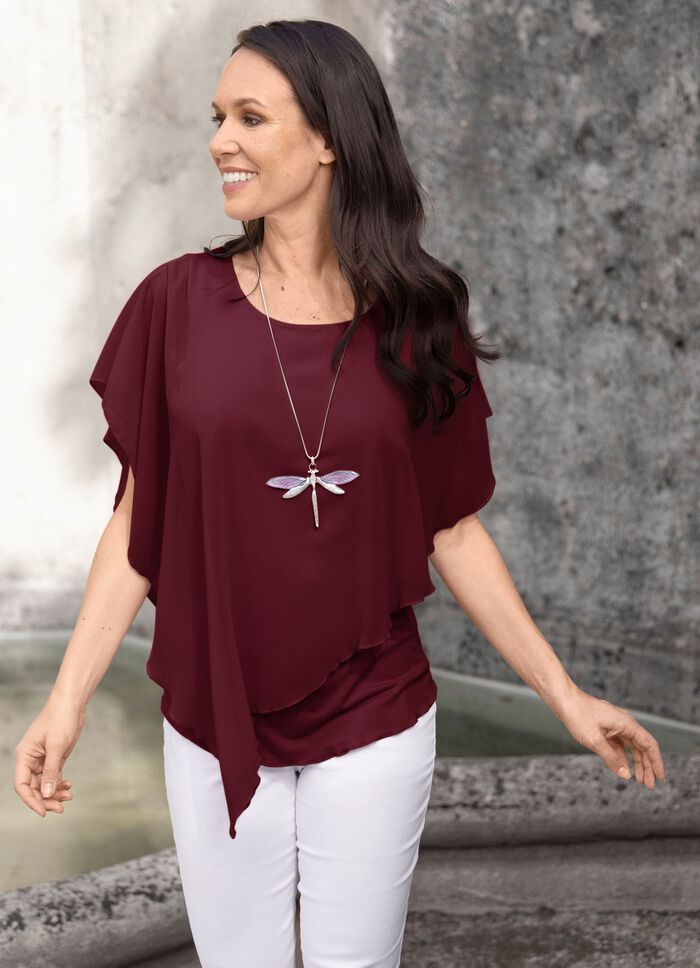 Unifarbene Poncho-Tunika BORDEAUX