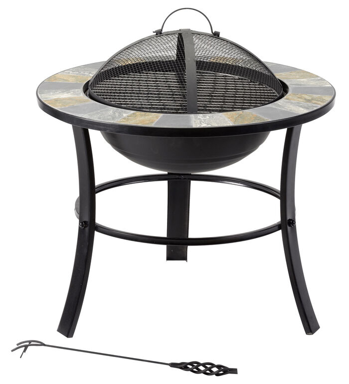 Feuerstelle Stonegate mit stilvollem Schiefer-Mosaik-Finish 