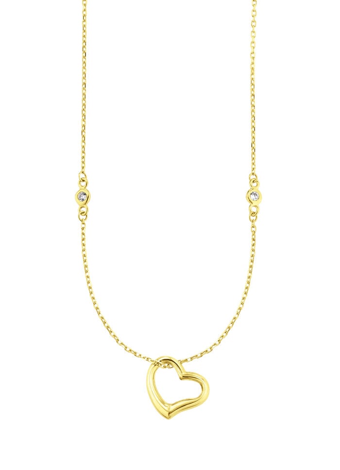 Herz-Anhänger mit synth. Zirkonia und Ankerkette 
