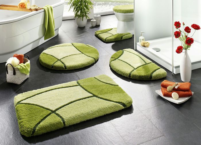 Badgarnitur mit aufwendiger Hoch-Tief-Struktur GRÜN