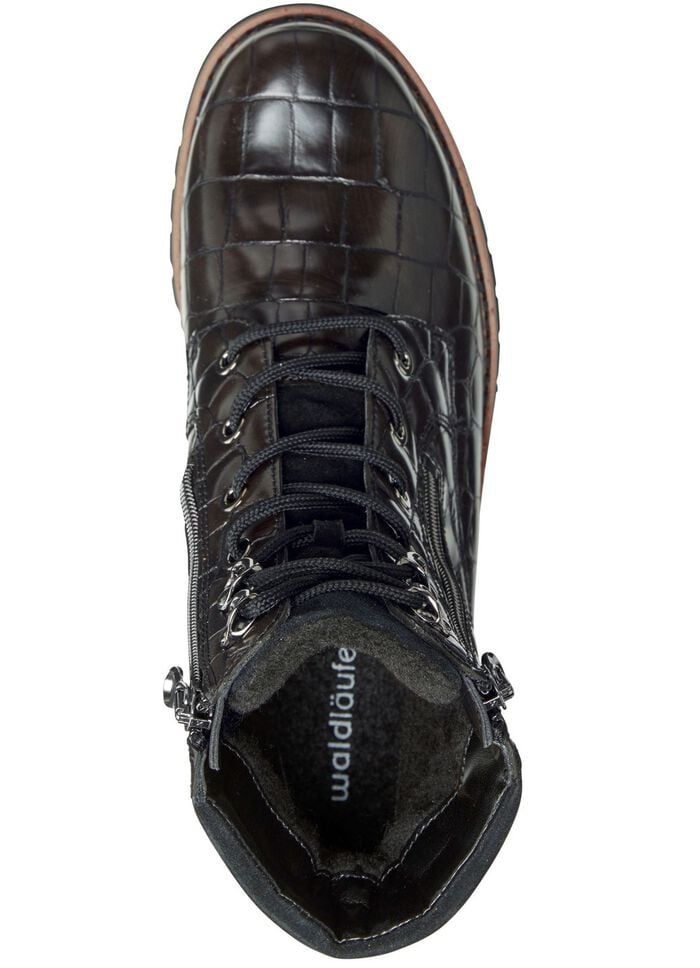 Waldl&auml;ufer Stiefelette aus krokogepr&auml;gtem Nappaleder SCHWARZ