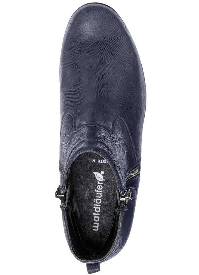 Waldl&auml;ufer Stiefelette aus effektvoll gepr&auml;gtem Leder DUNKELBLAU