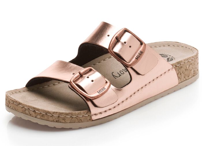 Mubb Pantolette aus weichem Metallicsynthetik ROS&Eacute;GOLD