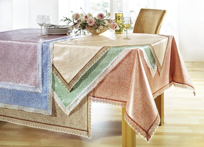 Wachstuch-Tischdecken mit H&auml;kelborte BRAUN