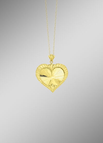 Diamantierter und satinierter Herz-Anhänger mit Struktur 