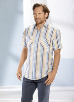 Legeres, kariertes Seersucker Hemd WEISS-AQUA-ANTHRAZIT-LIMETTE KARIERT