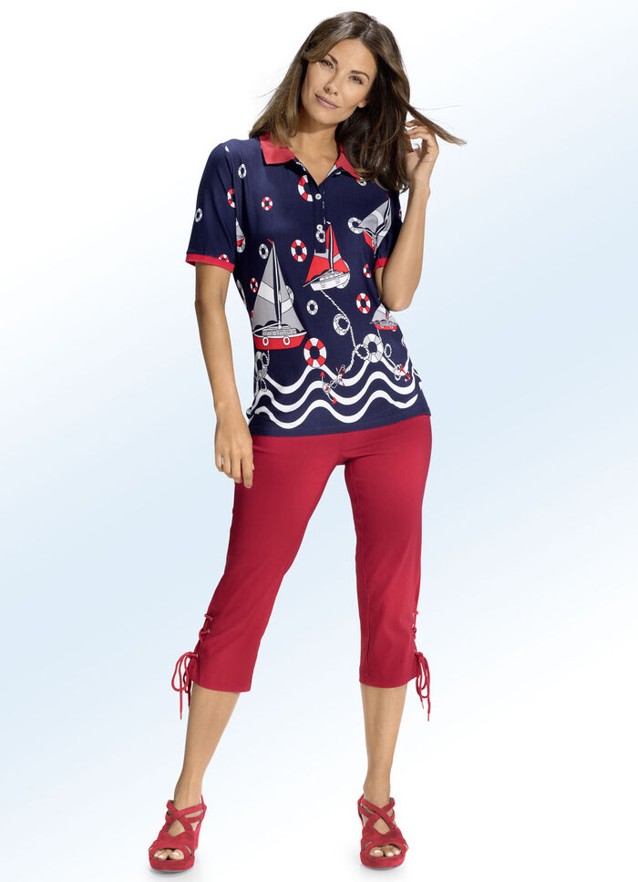 Caprihose mit raffinierter Schn&uuml;rrung ROT