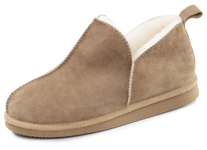 ELENA EDEN, warme Damen-Hausschuhe, Weite G, mit Lammfell TABAKBRAUN