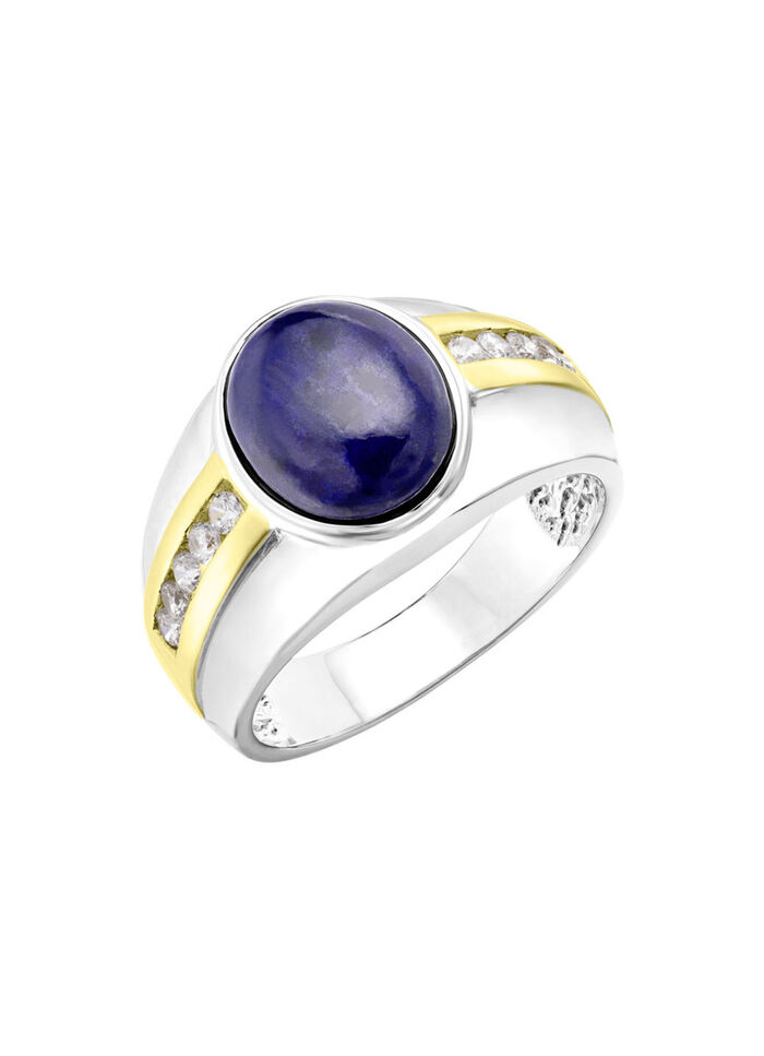 Herrenring mit Lapislazuli und Zirkonia 