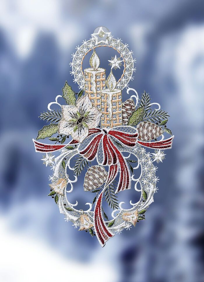 Fensterbild aus echter Plauener Spitze 