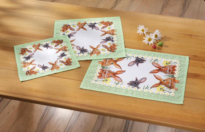 Tisch- und Raumdekoration mit Hasen-Motiven 