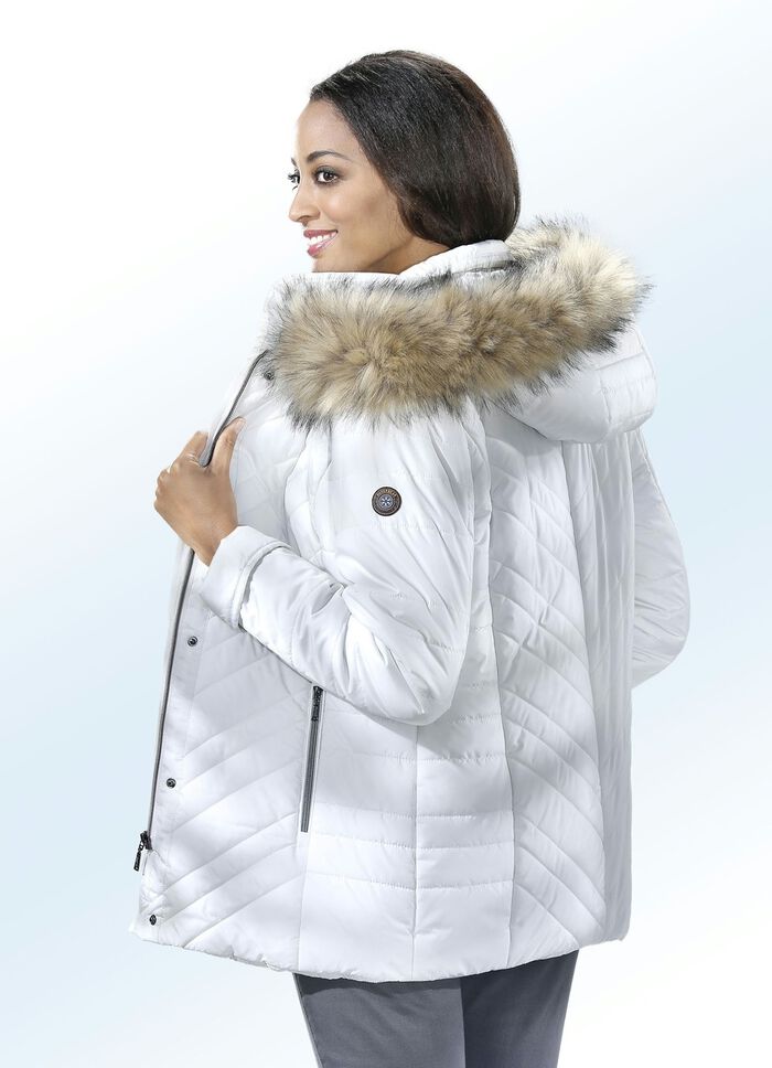 Jacke mit Kunstpelz-Besatz an der Kapuze 