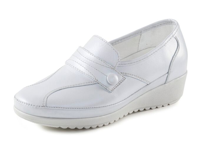 ELENA EDEN Slipper mit Zier-Knopf und Elastikeinsatz PERLGRAU