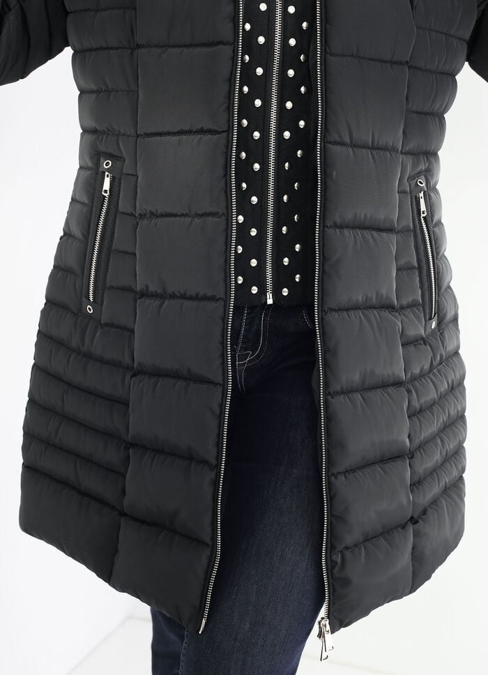 Longjacke mit Riegel an der abnehmbaren Kapuze 