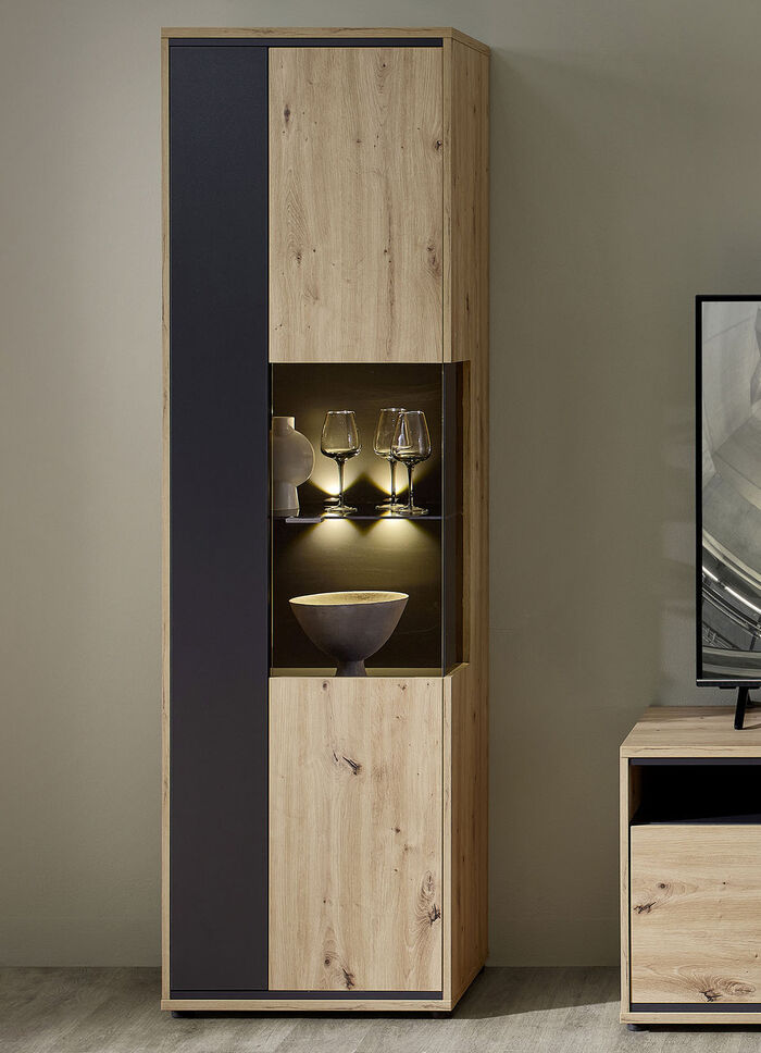 Vitrine mit LED-Beleuchtung ARTISAN EICHE-GRAFIT